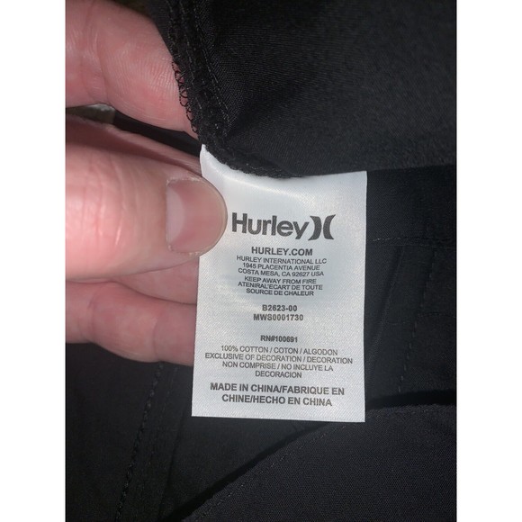 Men's Hurley OAO Southside Cotton 20" Length Shorts - Black - Size 34 - - Picture 5 of 6